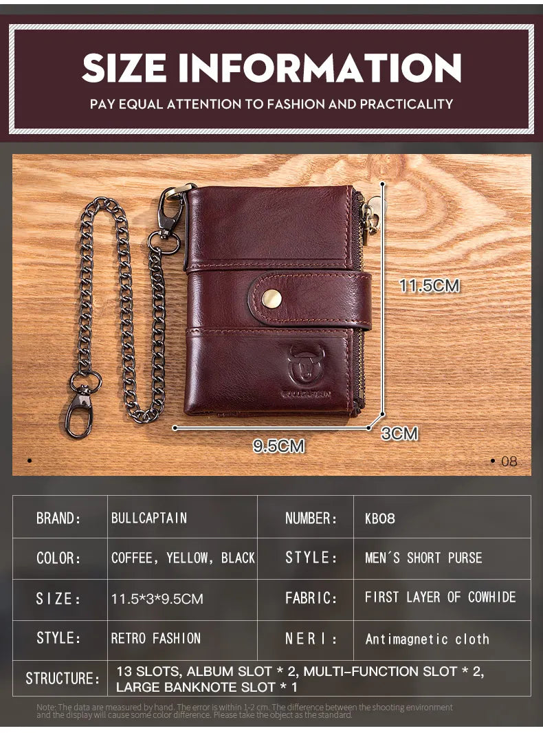 Portefeuille/Porte-cartes en cuir véritable BULLCAPTAIN-