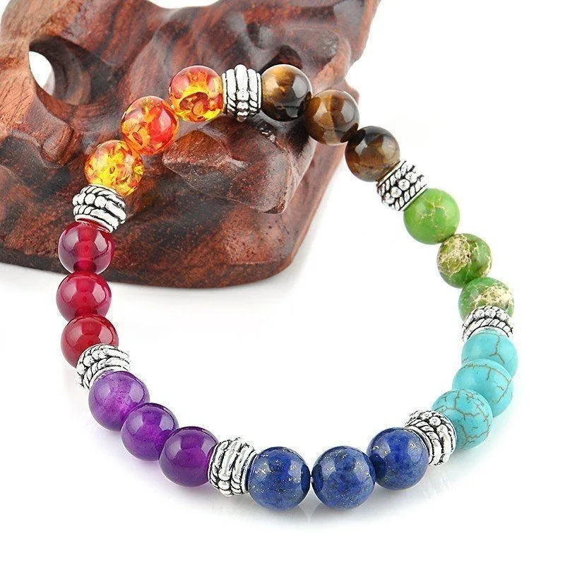 Collier pendentif en perles de yoga pour hommes et femmes, 7 chakras Reiki