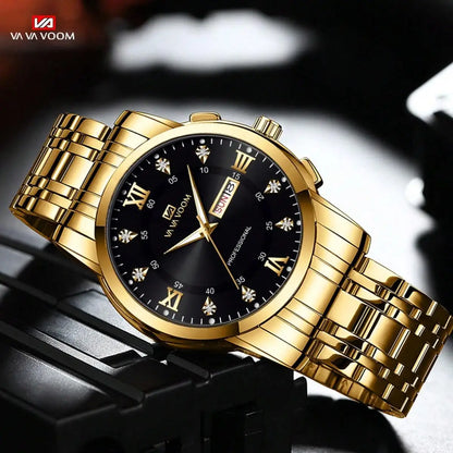 Montre-bracelet en acier inoxydable style affaire pour homme