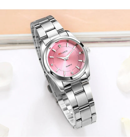 Montre de Luxe en Acier Inoxydable avec Strass pour Femme