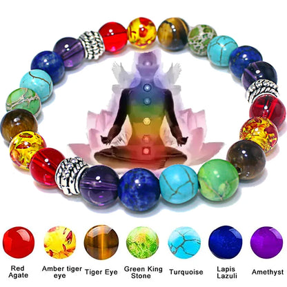 Bracelet en Perles de Guérison des 7 Chakras pour Homme et Femme