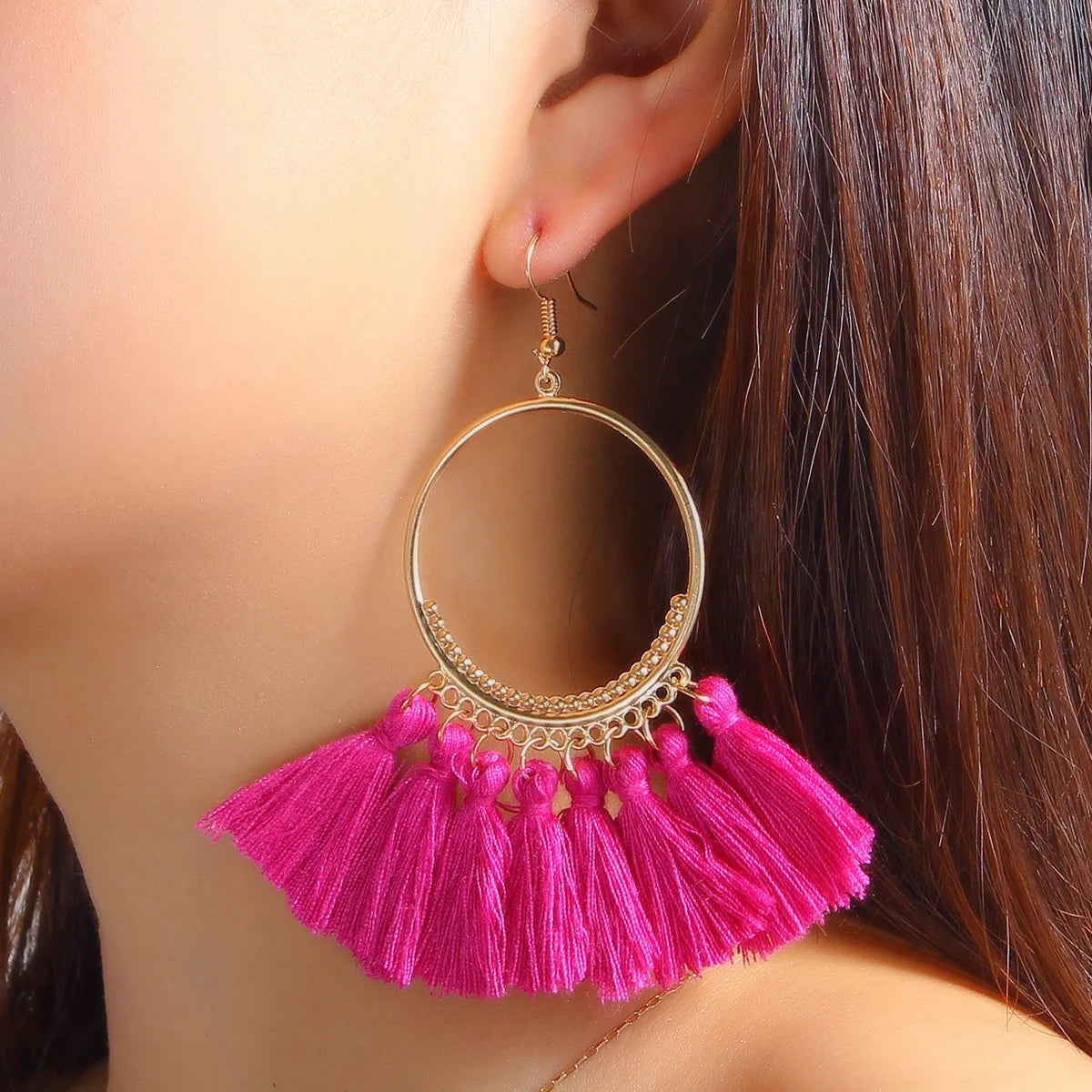 Boucles d'oreilles longues à franges pour femmes