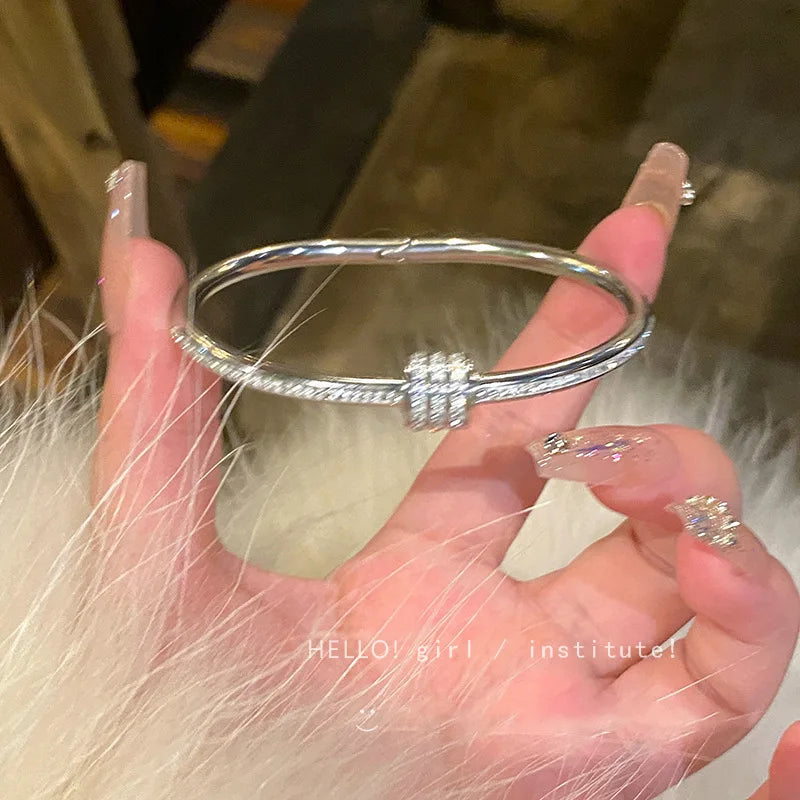 Bracelet jonc en argent plaqué or 18 carats pour femme