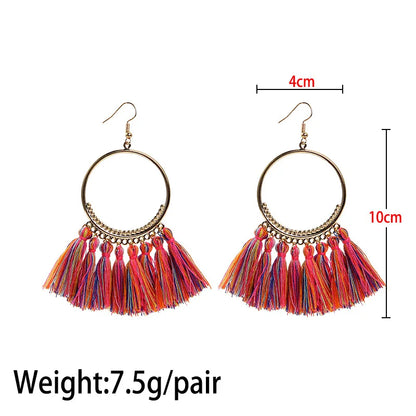 Boucles d'oreilles longues à franges pour femmes