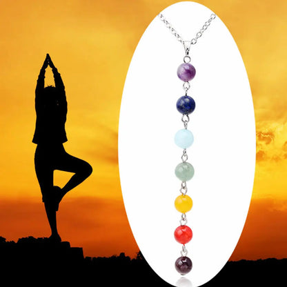 Collier pendentif en perles de yoga pour hommes et femmes, 7 chakras Reiki