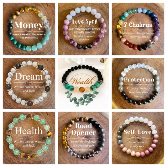 Bracelet perlé en pierre naturelle fait à la main pour hommes et femmes