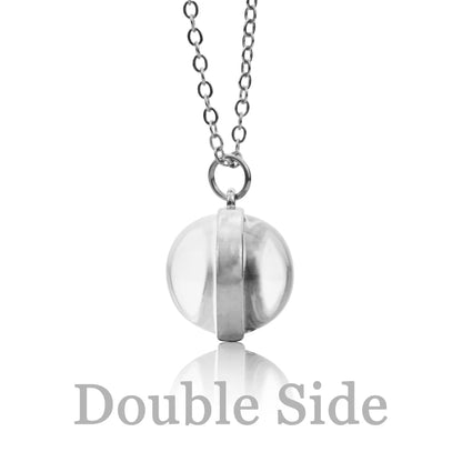 Colliers Pendentif Boule de Verre Double Face pour Homme et Femme, Système Solaire, Espace, Lune, Soleil, Terre