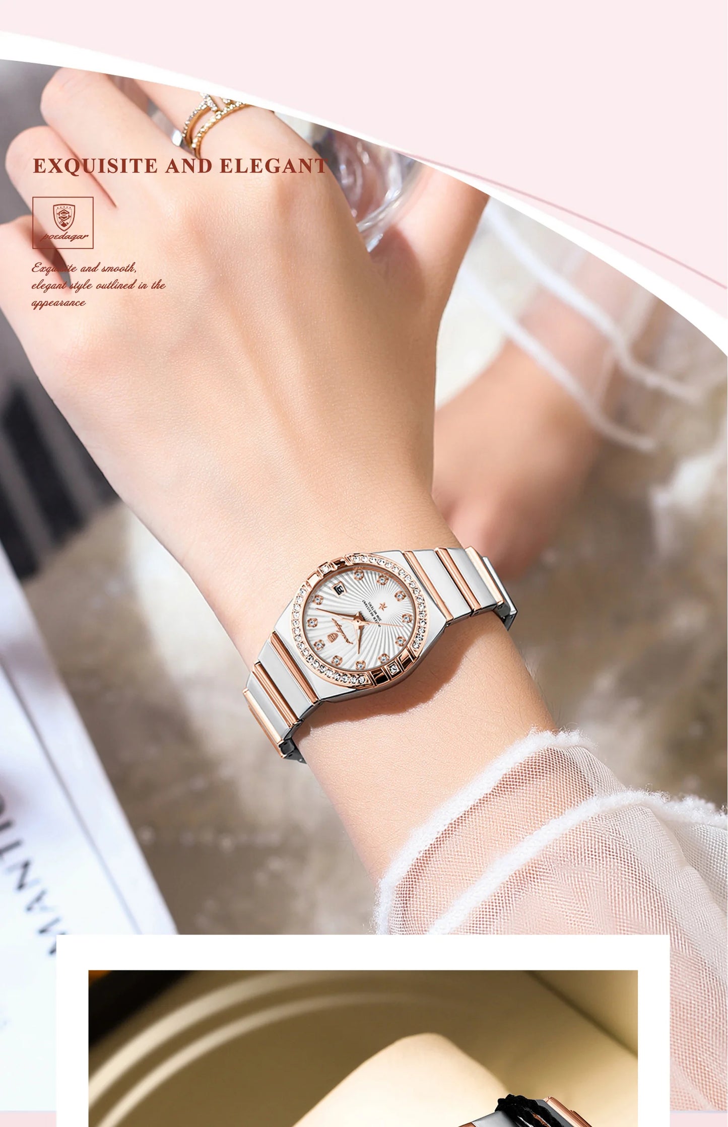 Montre-bracelet de luxe pour femme, POEDAGAR-