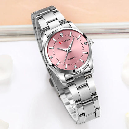 Montre de Luxe en Acier Inoxydable avec Strass pour Femme