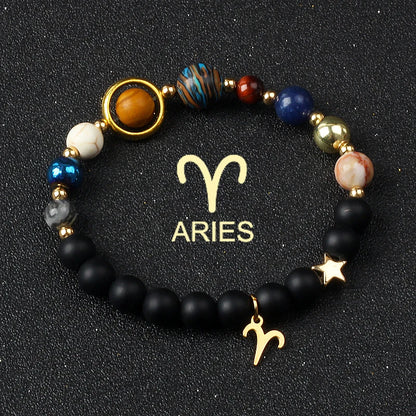 Bracelets en pierre naturelle , système solaire, lecture de tiques Galaxy, planètes, 12 constellations