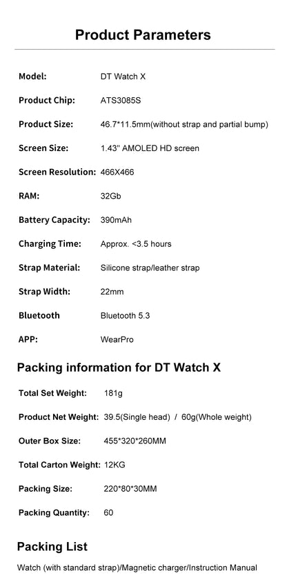 Montre OPPO Watch X Smartwatch 4 Go de mémoire